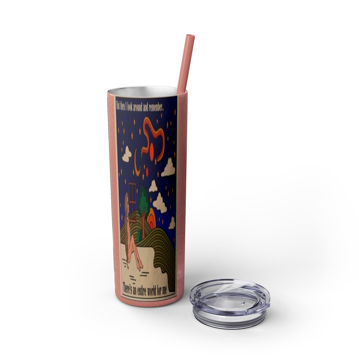 Starry Lights Skinny Tumbler with Straw, 20oz