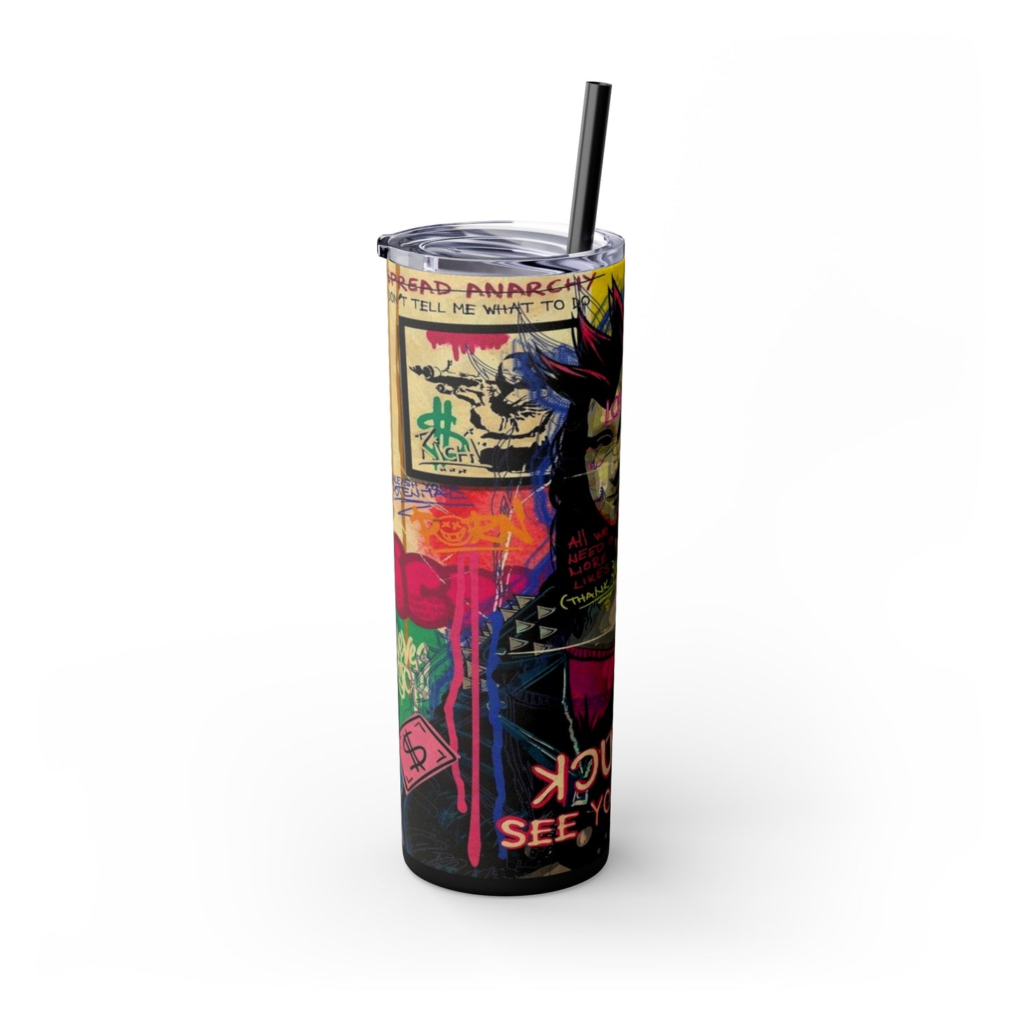 Enigmatic Smiles By Mona Skinny Tumbler with Straw, 20oz