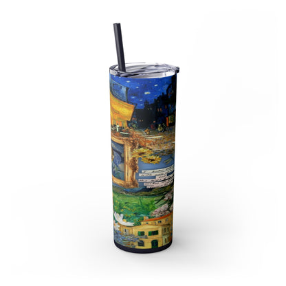 Starry Nights & Sunflower Dreams Skinny Tumbler with Straw, 20oz