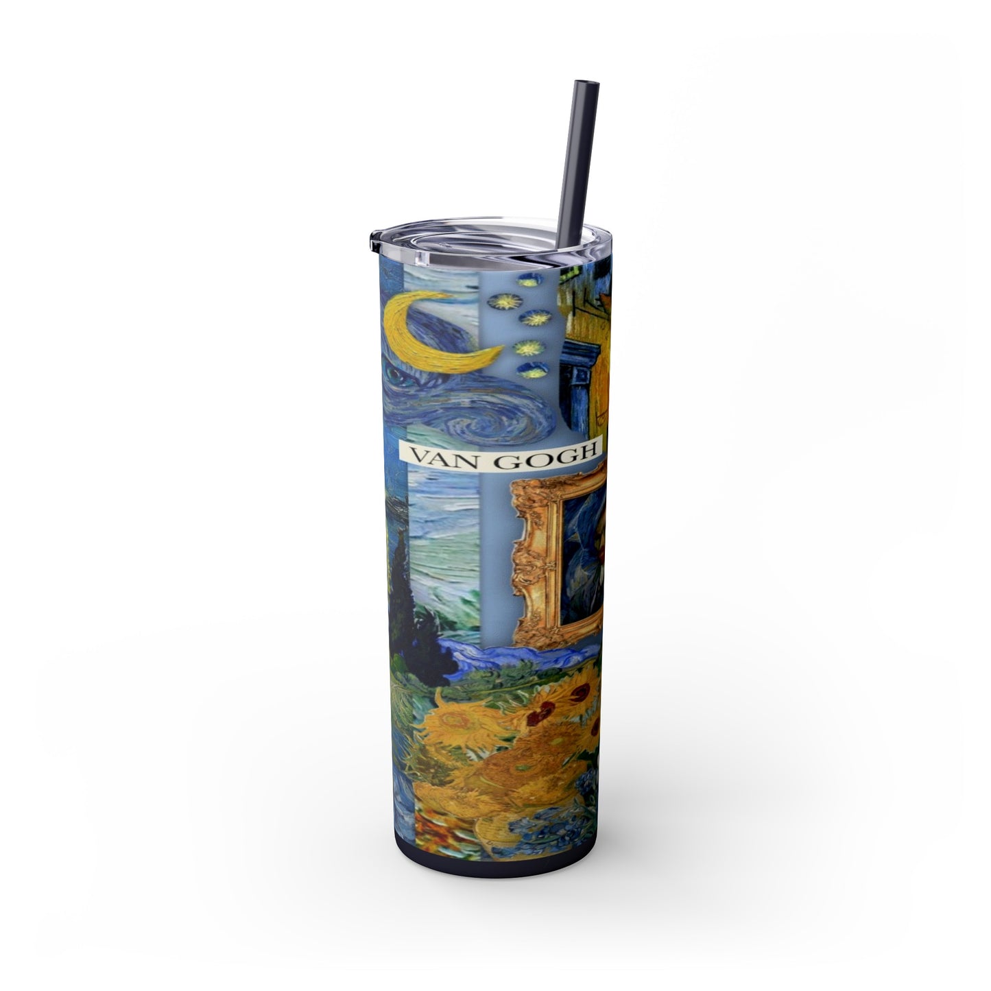 Starry Nights & Sunflower Dreams Skinny Tumbler with Straw, 20oz