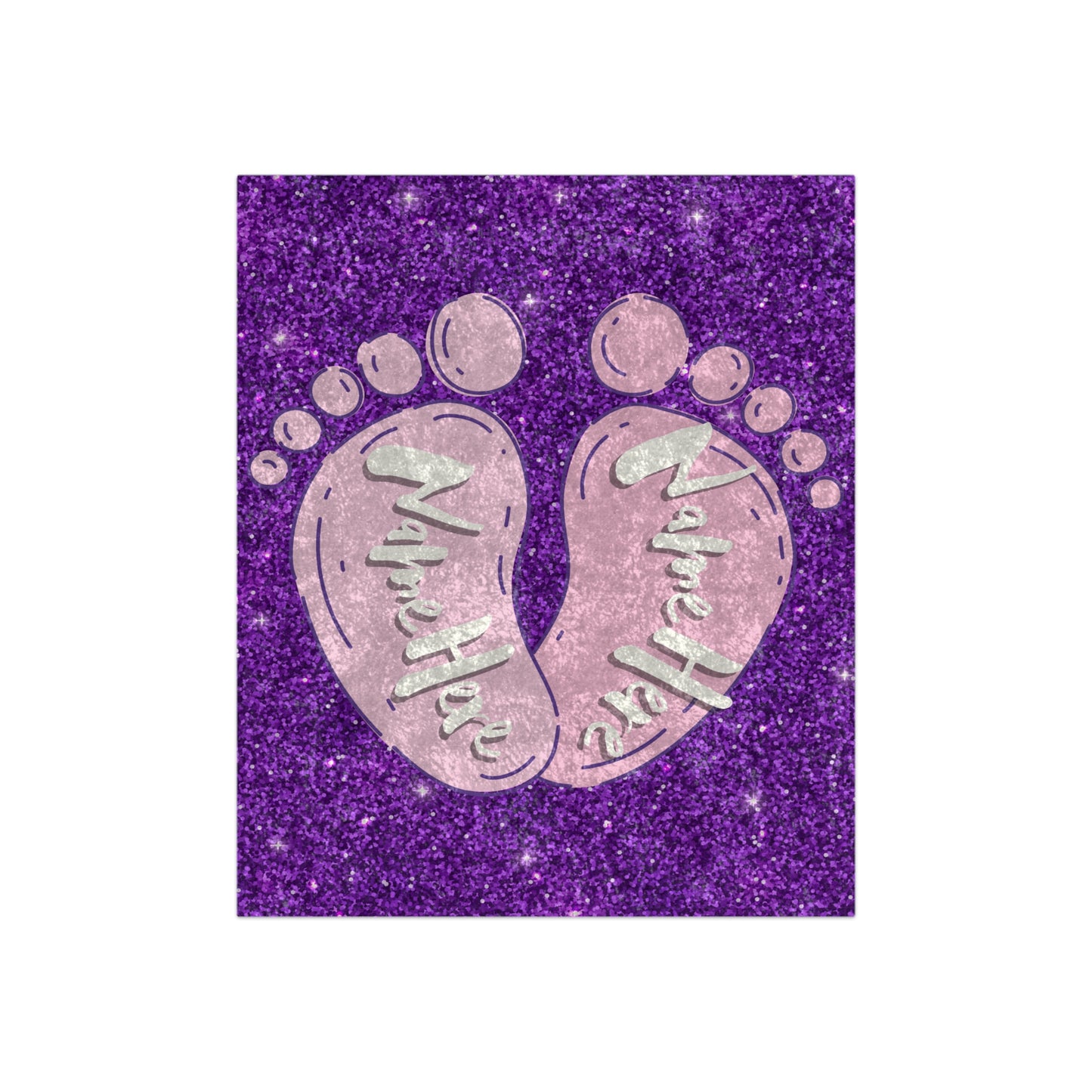 Personalized Crushed Velvet Baby Footprint Blanket