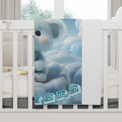 Personalized Teddy In Clouds Soft Fleece Baby Blanket