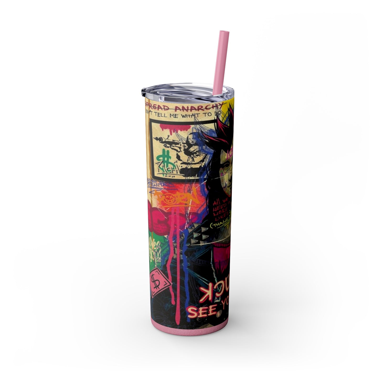 Enigmatic Smiles By Mona Skinny Tumbler with Straw, 20oz