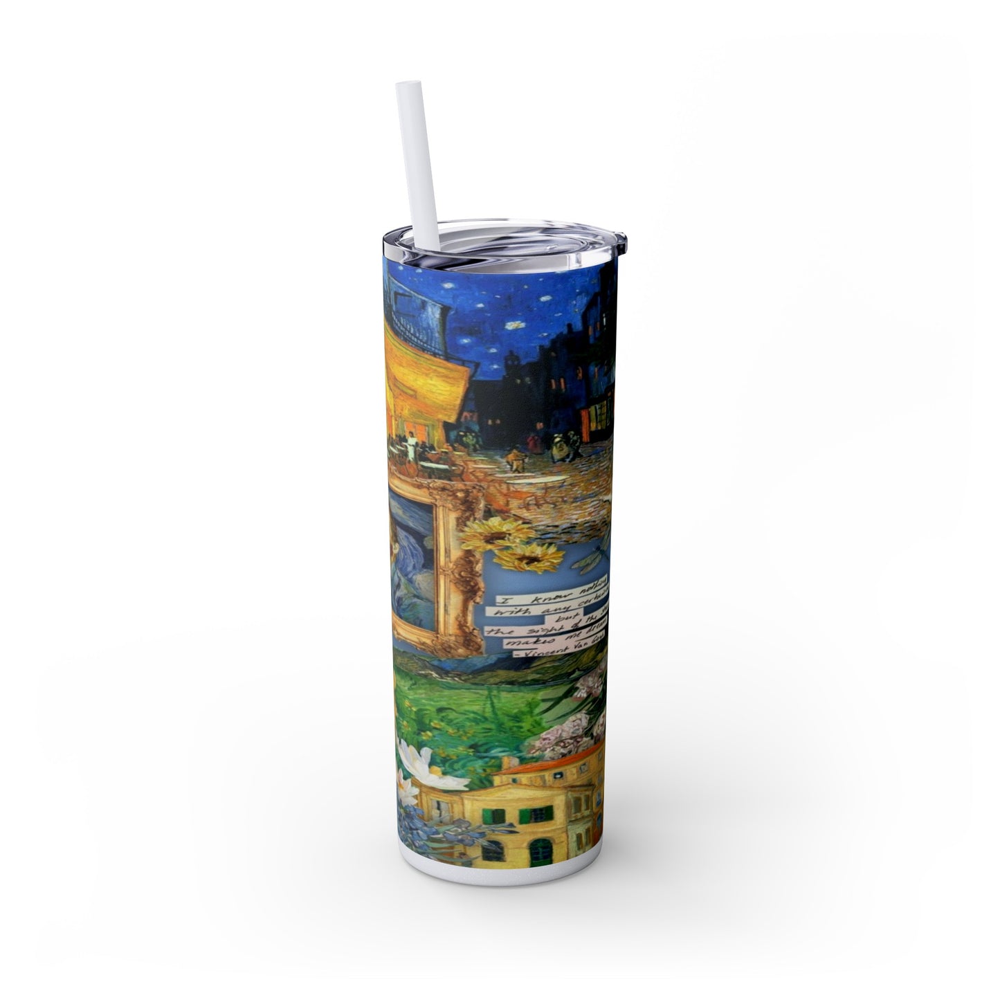 Starry Nights & Sunflower Dreams Skinny Tumbler with Straw, 20oz