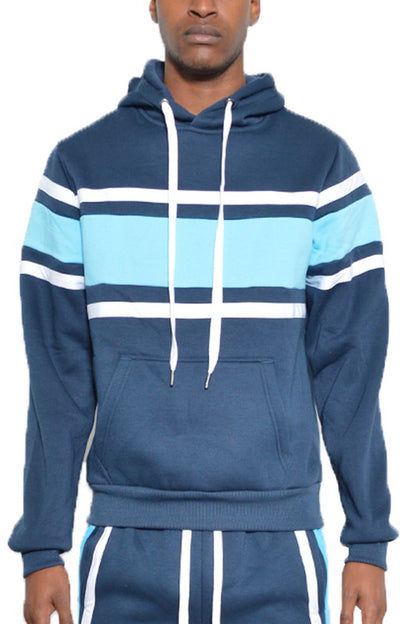 SOLID WITH THREE STRIPE PULLOVER HOODIE