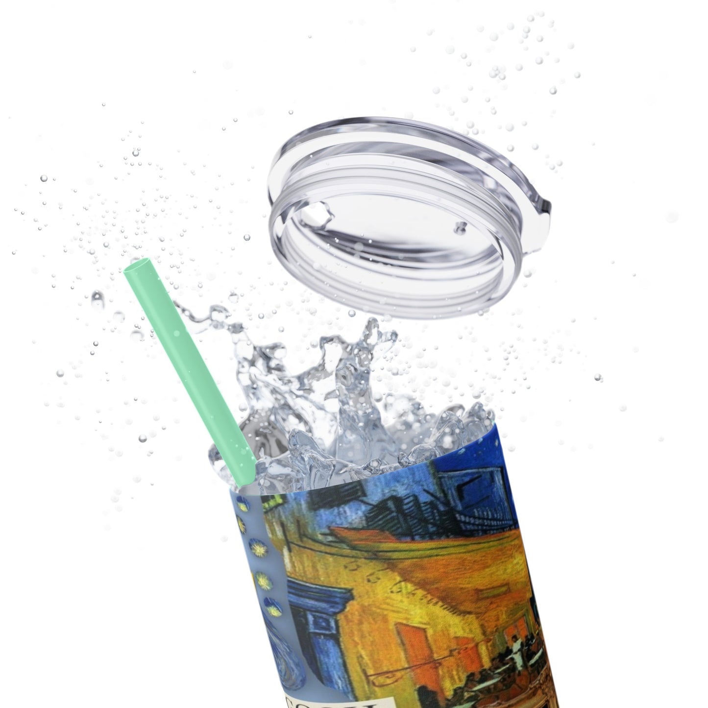 Starry Nights & Sunflower Dreams Skinny Tumbler with Straw, 20oz