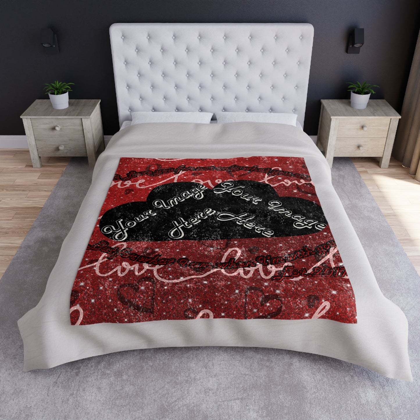 Personalized Valentine Crushed Velvet Blanket