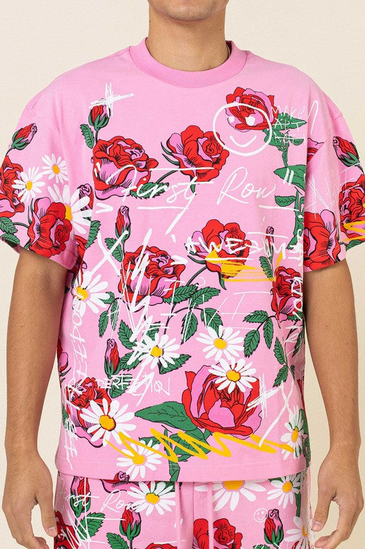 Allover Rose Bloom Print Tee