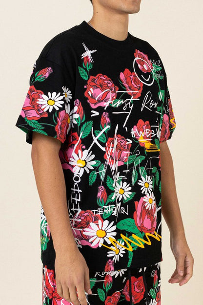 Allover Rose Bloom Print Tee