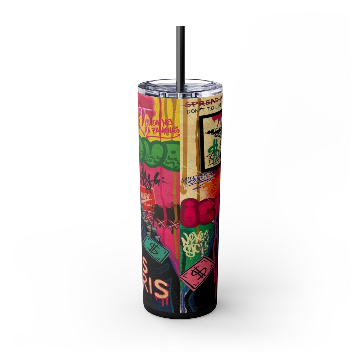 Enigmatic Smiles By Mona Skinny Tumbler with Straw, 20oz