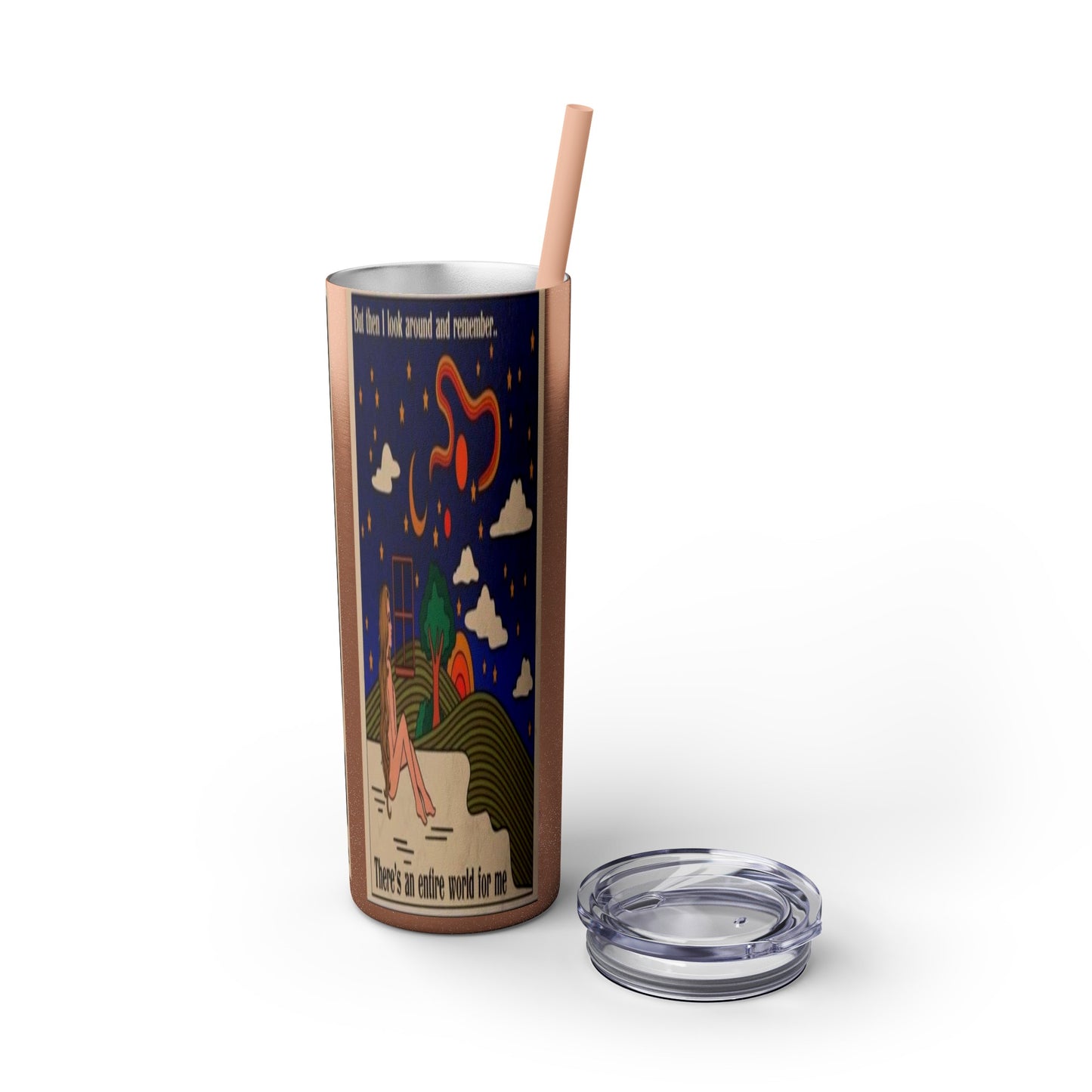 Starry Lights Skinny Tumbler with Straw, 20oz