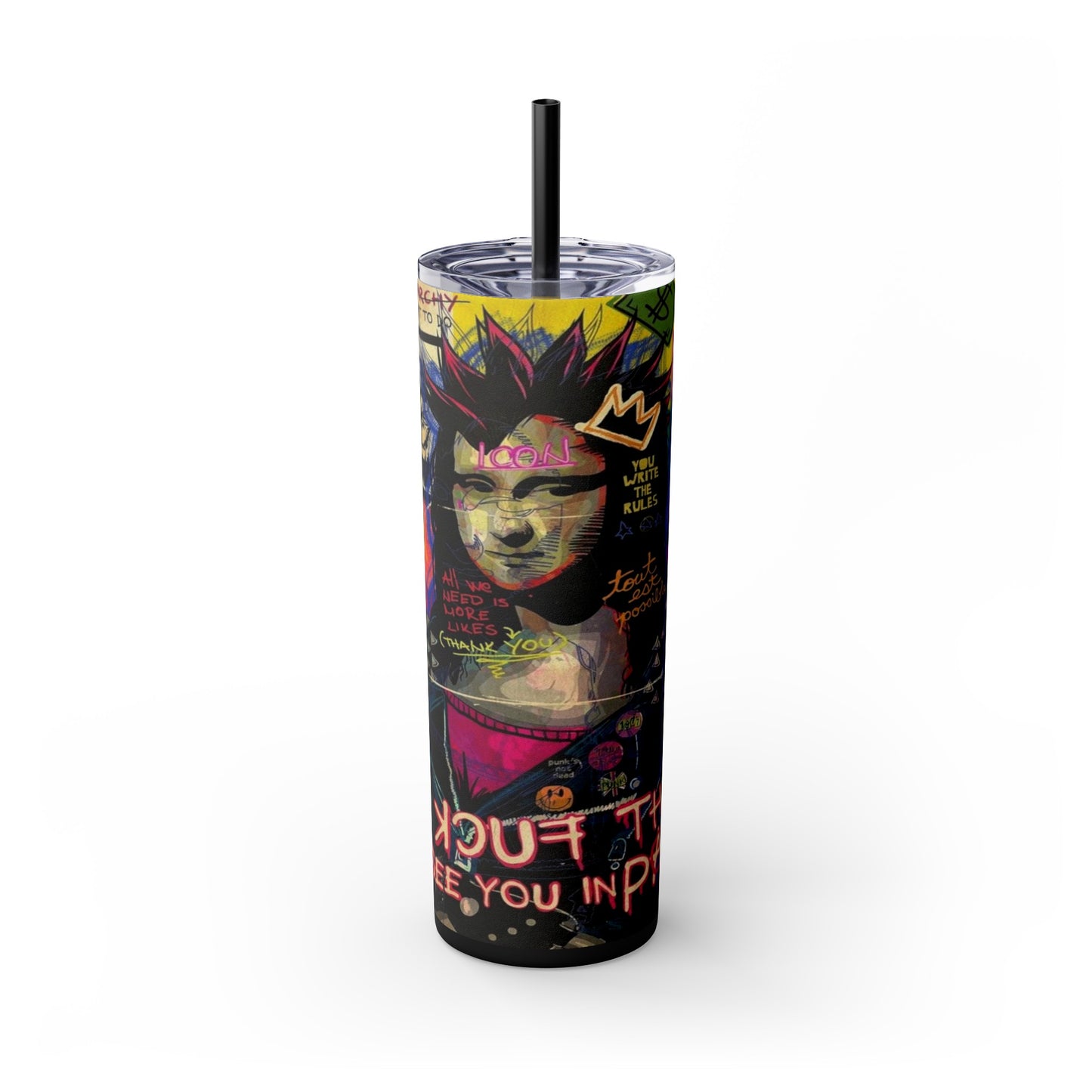 Enigmatic Smiles By Mona Skinny Tumbler with Straw, 20oz