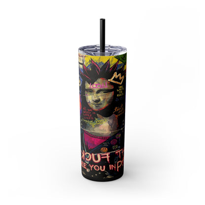 Enigmatic Smiles By Mona Skinny Tumbler with Straw, 20oz