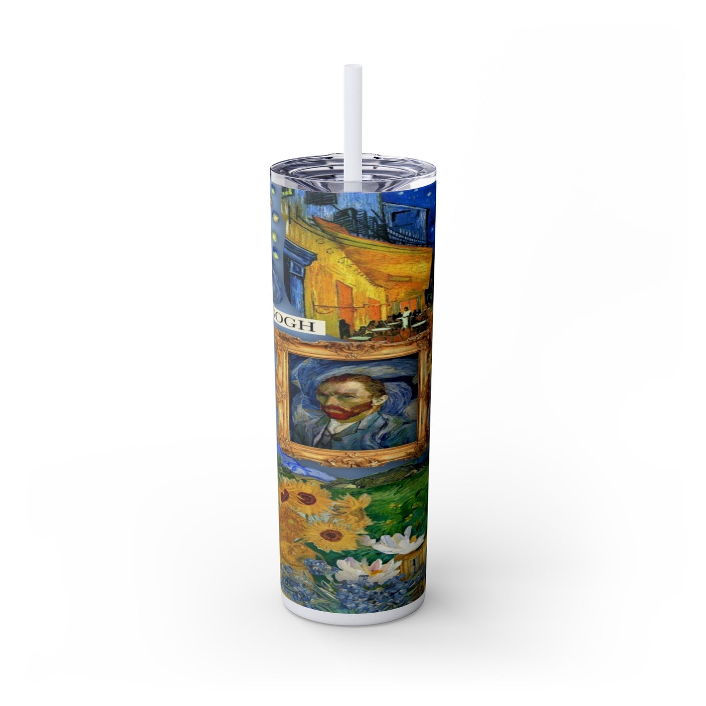 Starry Nights & Sunflower Dreams Skinny Tumbler with Straw, 20oz