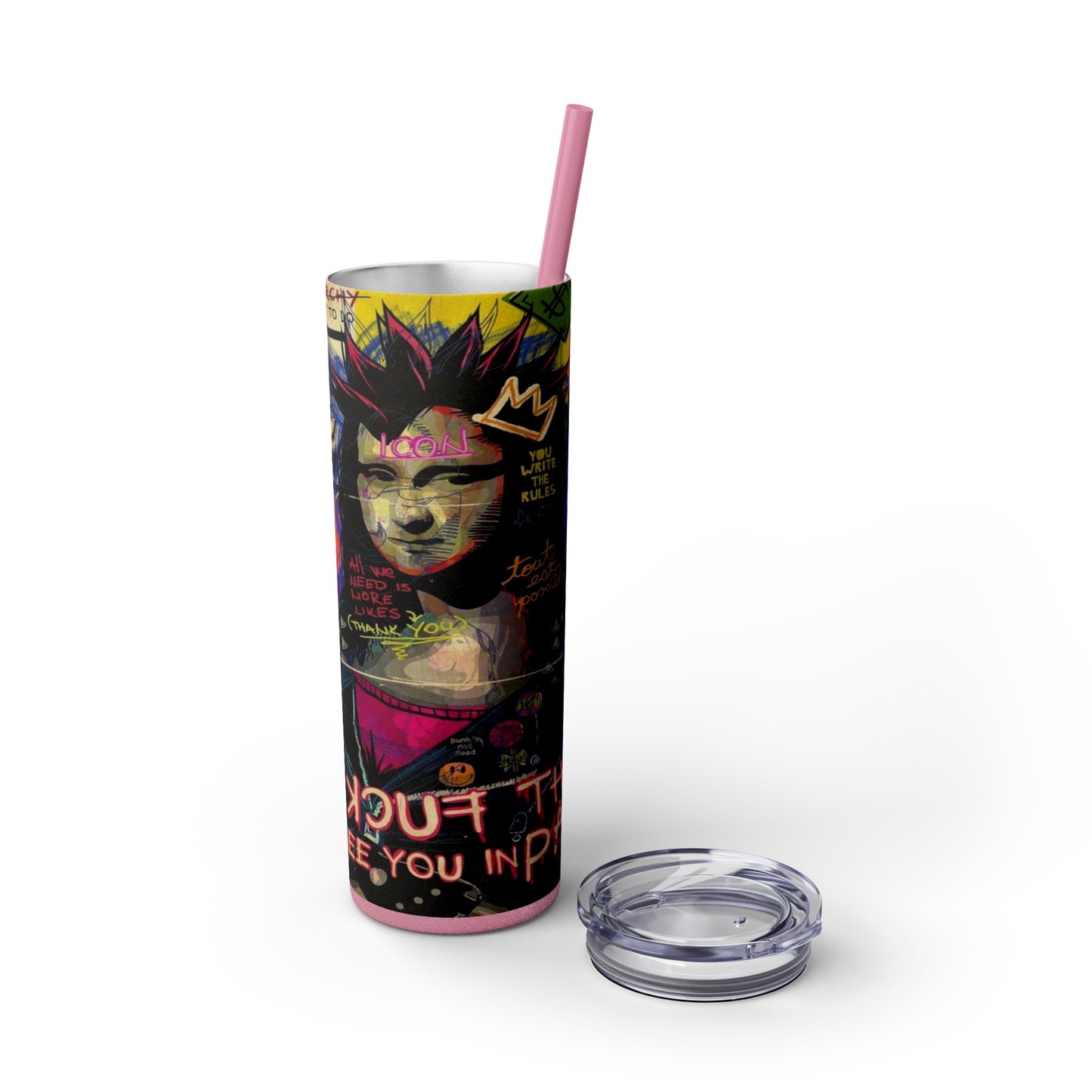 Enigmatic Smiles By Mona Skinny Tumbler with Straw, 20oz