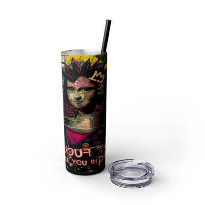 Enigmatic Smiles By Mona Skinny Tumbler with Straw, 20oz