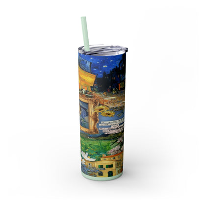 Starry Nights & Sunflower Dreams Skinny Tumbler with Straw, 20oz