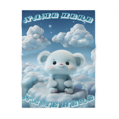 Personalized Teddy In Clouds Soft Fleece Baby Blanket