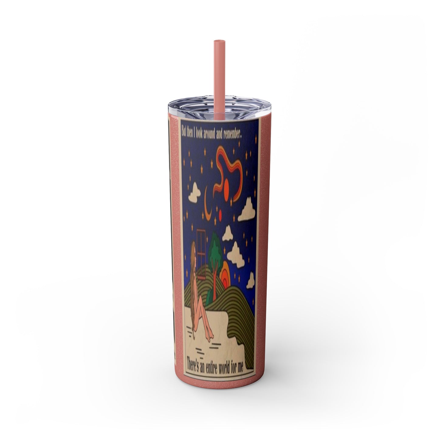 Starry Lights Skinny Tumbler with Straw, 20oz