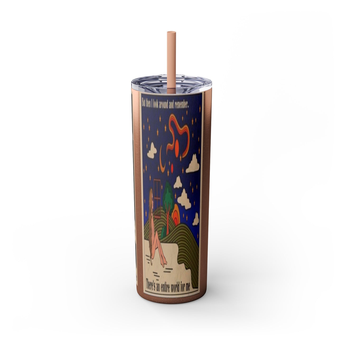 Starry Lights Skinny Tumbler with Straw, 20oz