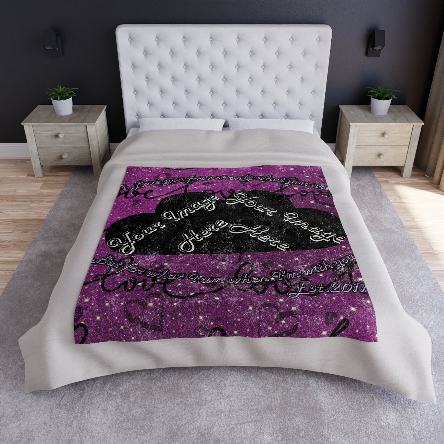 Personalized Valentine Crushed Velvet Blanket