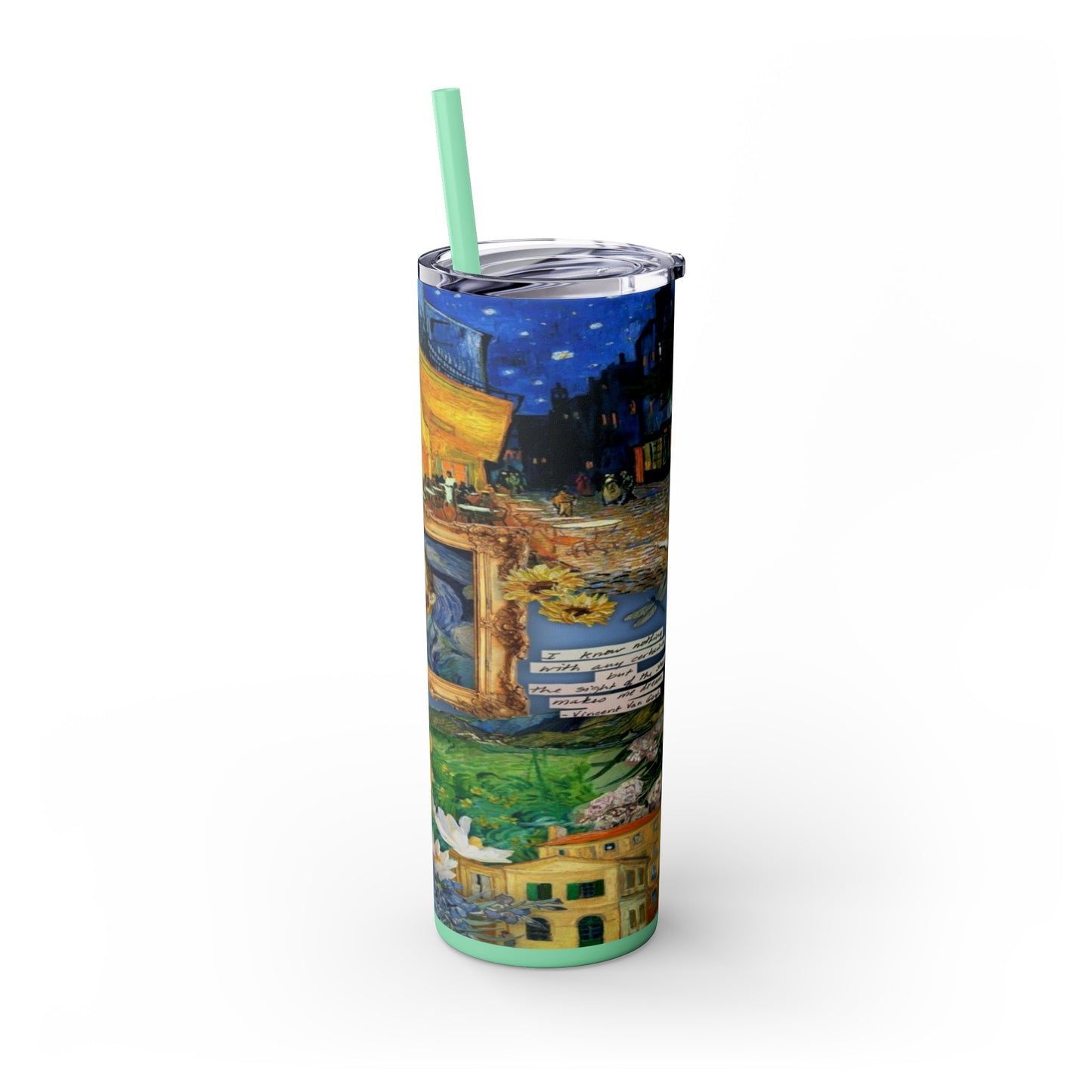 Starry Nights & Sunflower Dreams Skinny Tumbler with Straw, 20oz