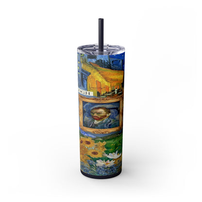 Starry Nights & Sunflower Dreams Skinny Tumbler with Straw, 20oz