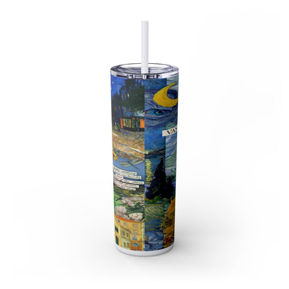 Starry Nights & Sunflower Dreams Skinny Tumbler with Straw, 20oz