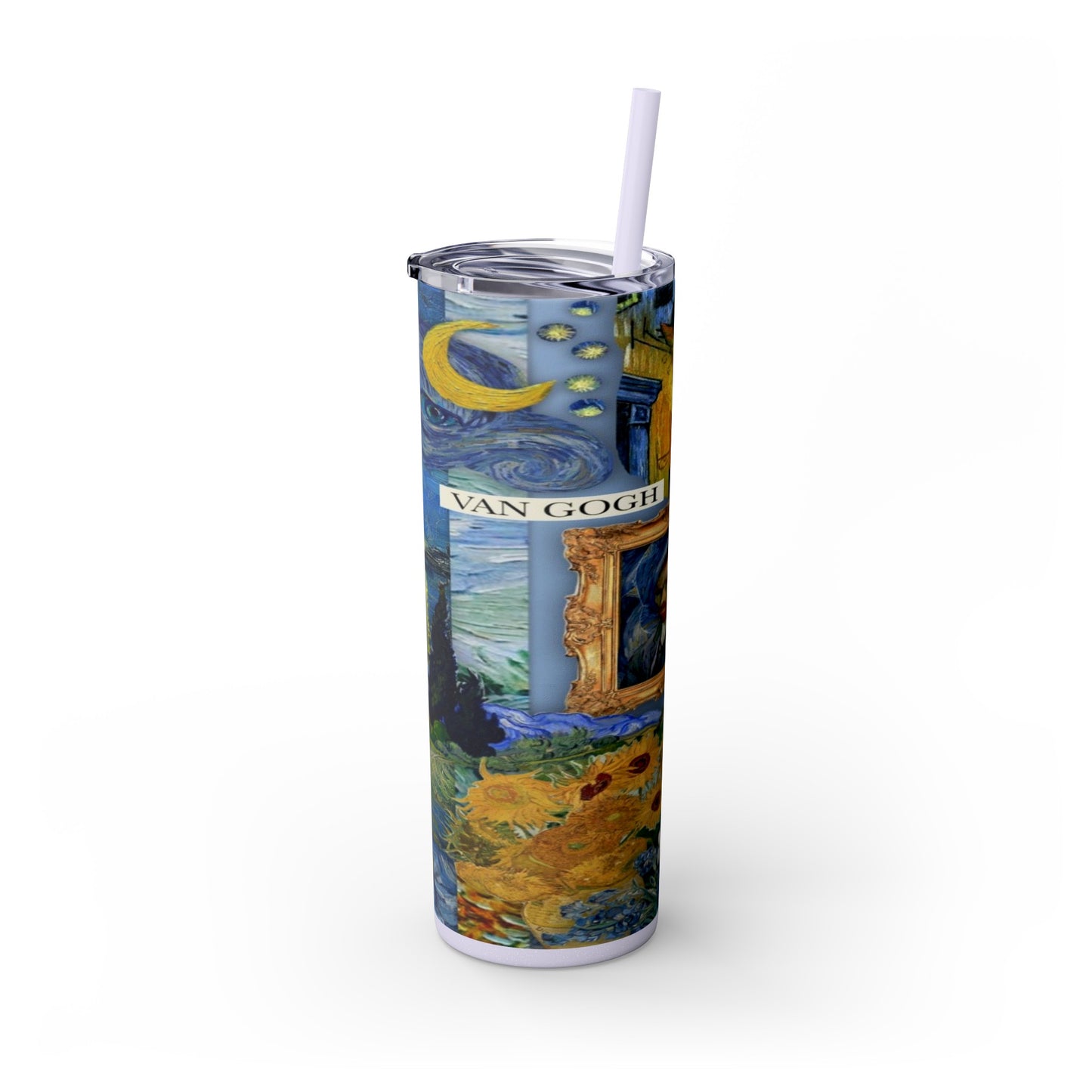 Starry Nights & Sunflower Dreams Skinny Tumbler with Straw, 20oz