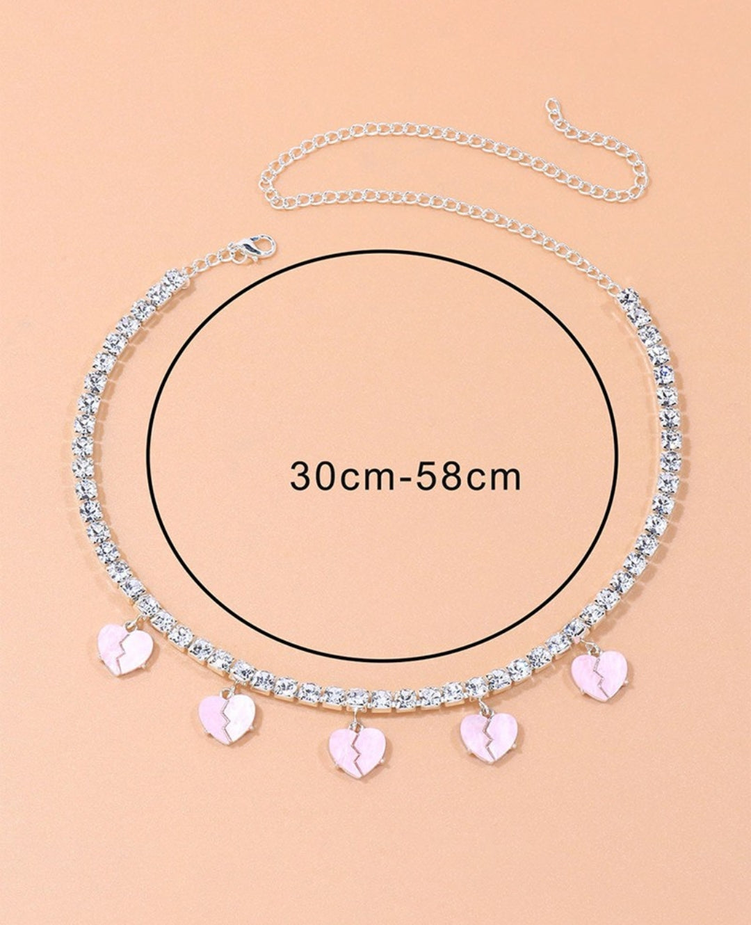 1pc Colorblock Rhinestone Broken Heart Pendant Necklace