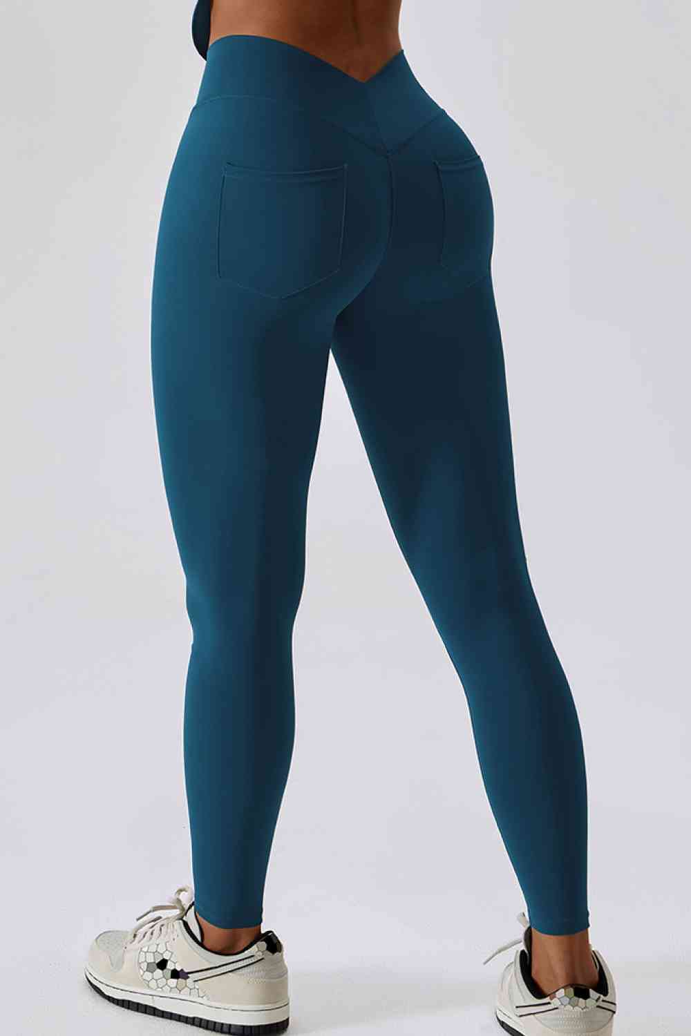 Wide Waistband Slim Fit Back Pocket Sports Leggings