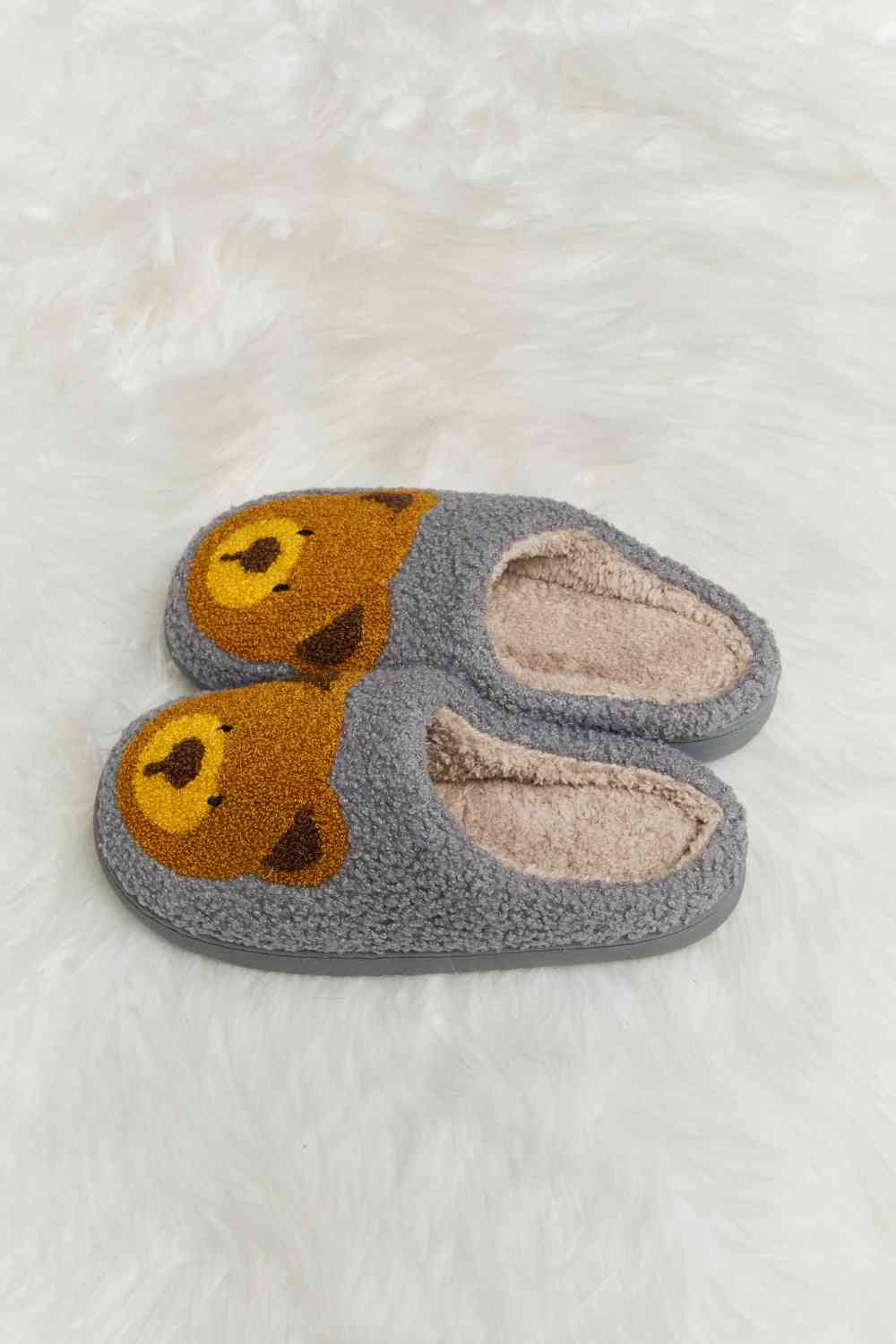 Melody Teddy Bear Print Plush Slide Slippers