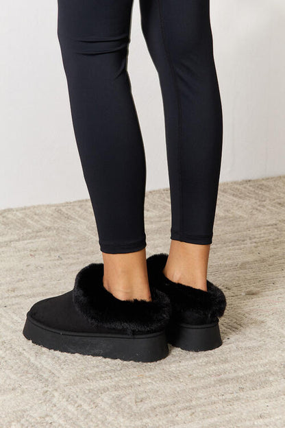 Black Legend Footwear Furry Chunky Platform Ankle Boots