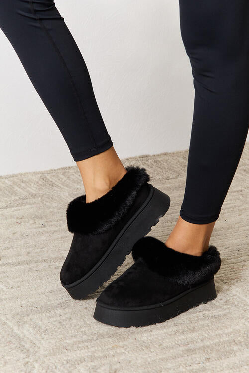 Black Legend Footwear Furry Chunky Platform Ankle Boots