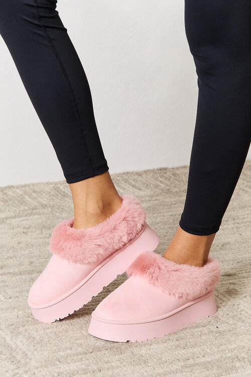 Pink Legend Footwear Furry Chunky Platform Ankle Boots