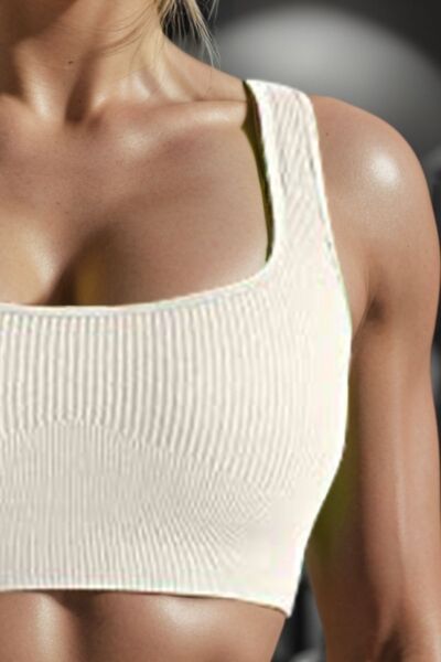 Square Neck Wide Strap Active Bra