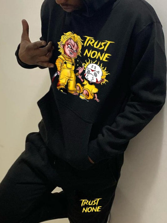 Men "Trust None" Kangaroo Pocket Tracksuit Set