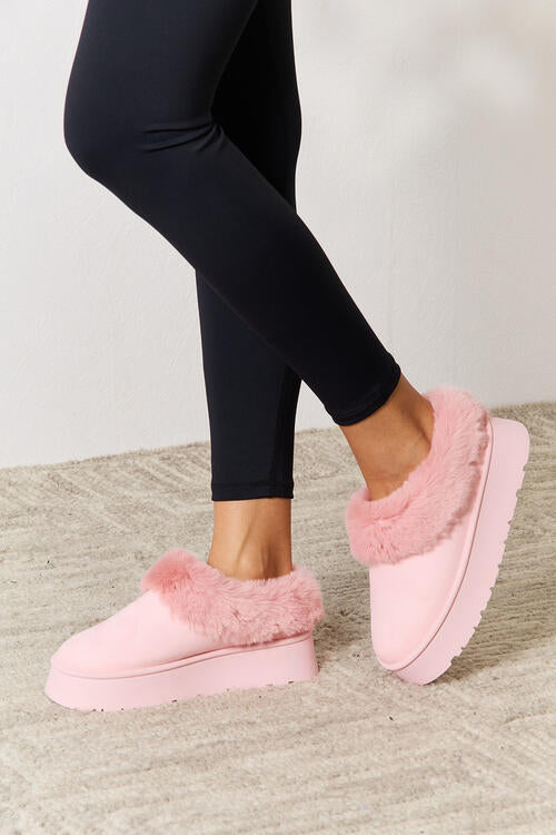 Pink Legend Footwear Furry Chunky Platform Ankle Boots