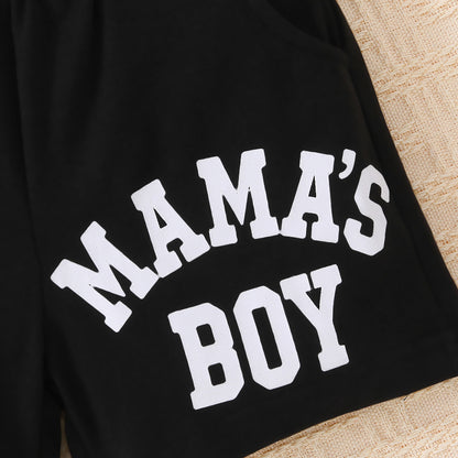 Kids MAMA'S BOY Graphic Short Sleeve Hoodie and Shorts Set