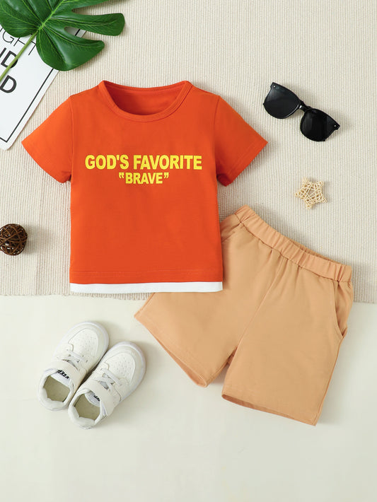 GOD'S FAVORITE BRAVE Graphic Top and Shorts Set