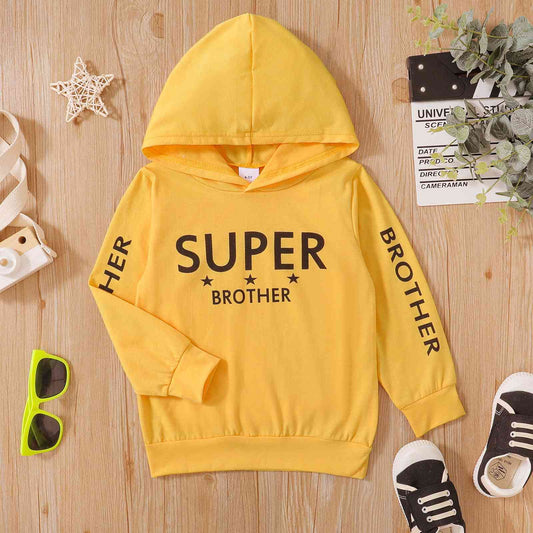 SUPER BROTHER Graphic Long Sleeve Hoodie