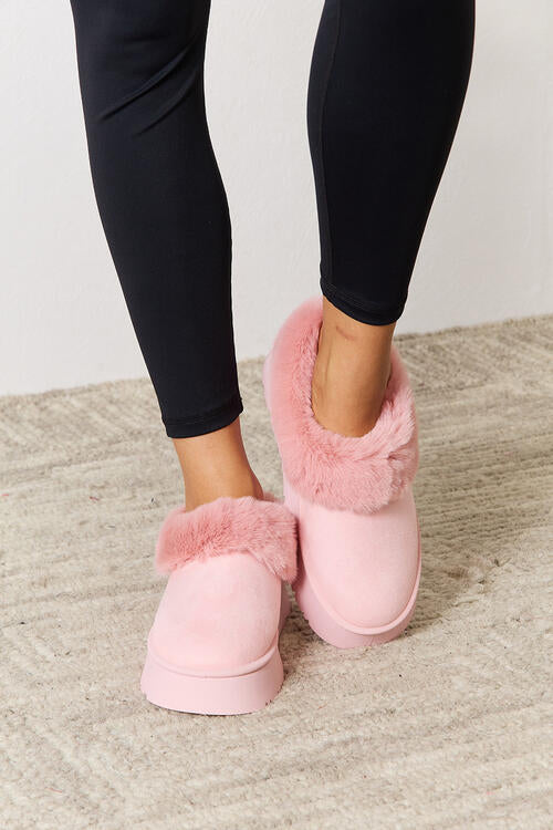 Pink Legend Footwear Furry Chunky Platform Ankle Boots