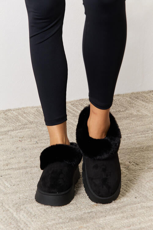 Black Legend Footwear Furry Chunky Platform Ankle Boots