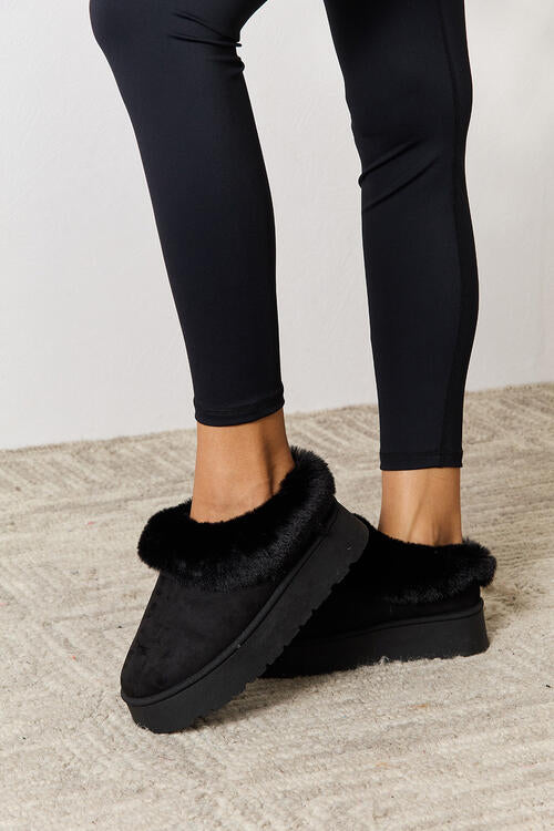 Black Legend Footwear Furry Chunky Platform Ankle Boots