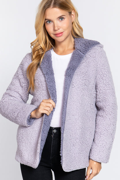 Hoodie Faux Fur Reversible Jacket