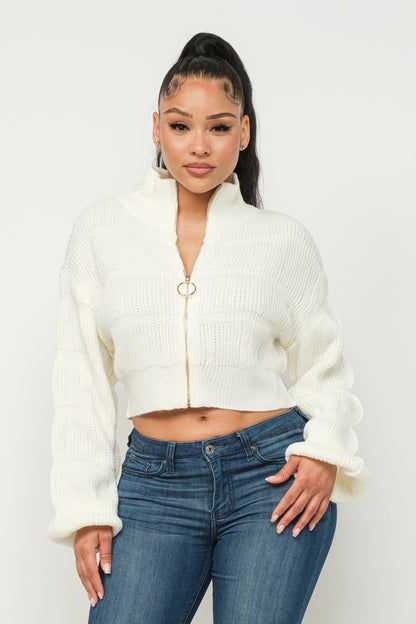 Michelin Sweater Top W/ Front Zipper