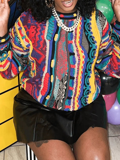 Coogi Who? Mixed Print Loose Sweatshirt