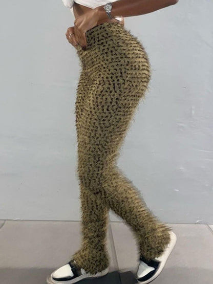 Dare To Be Fierce High Waist Plush Leopard Print Skinny Leopard Pants