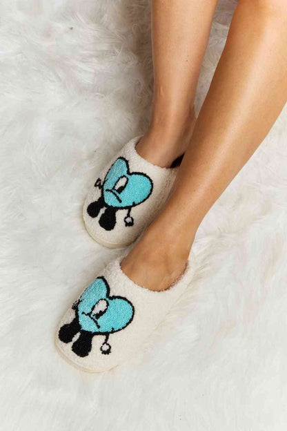 Melody Love Heart Print Plush Slippers