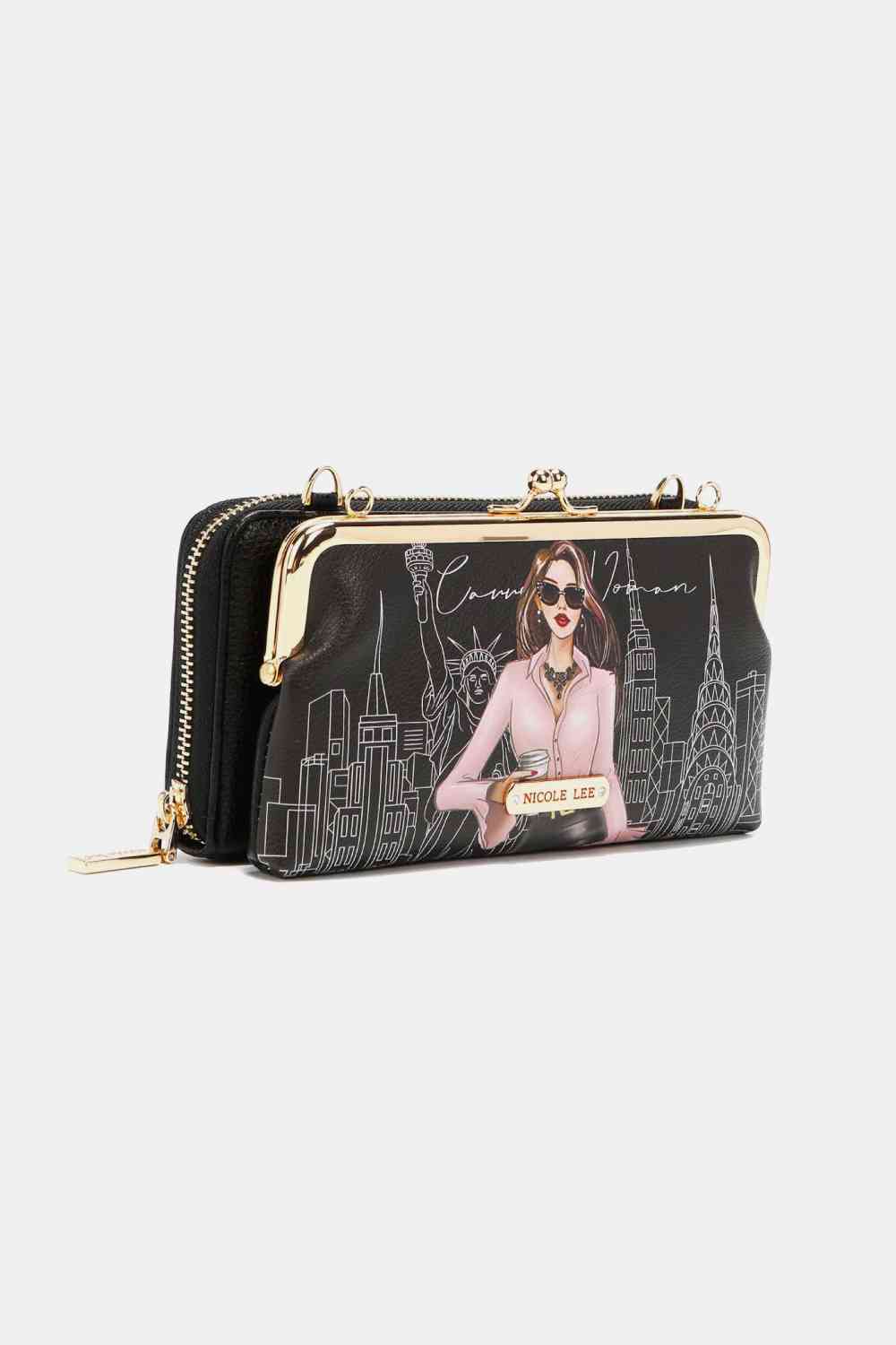 Nicole Lee USA Signature Kiss Lock Crossbody Wallet